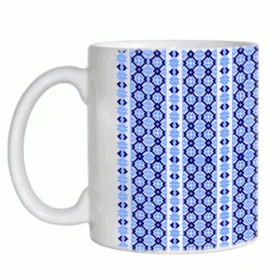 Прикольные кружки: украинские орнаменты голубые